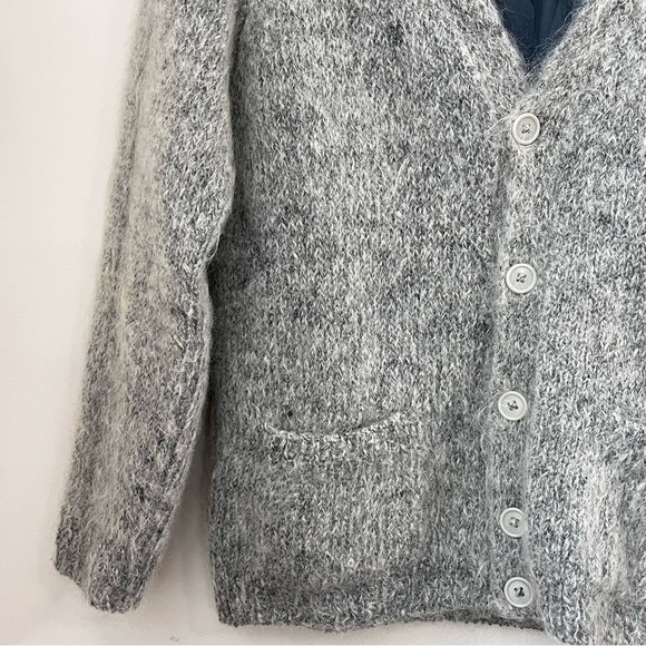 Artisan Hand-Knit Wool Mohair Grandpa Cardigan - Picture 3 of 13